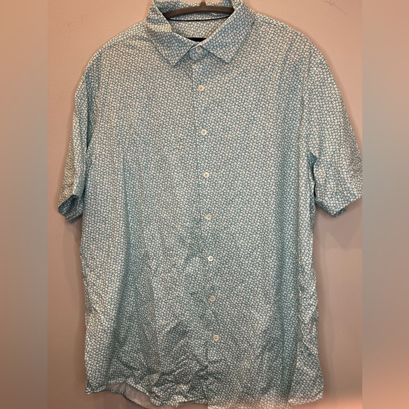 Bugatchi Ooh Cotton Button Down Tee- Mint Floral - Picture 5 of 5